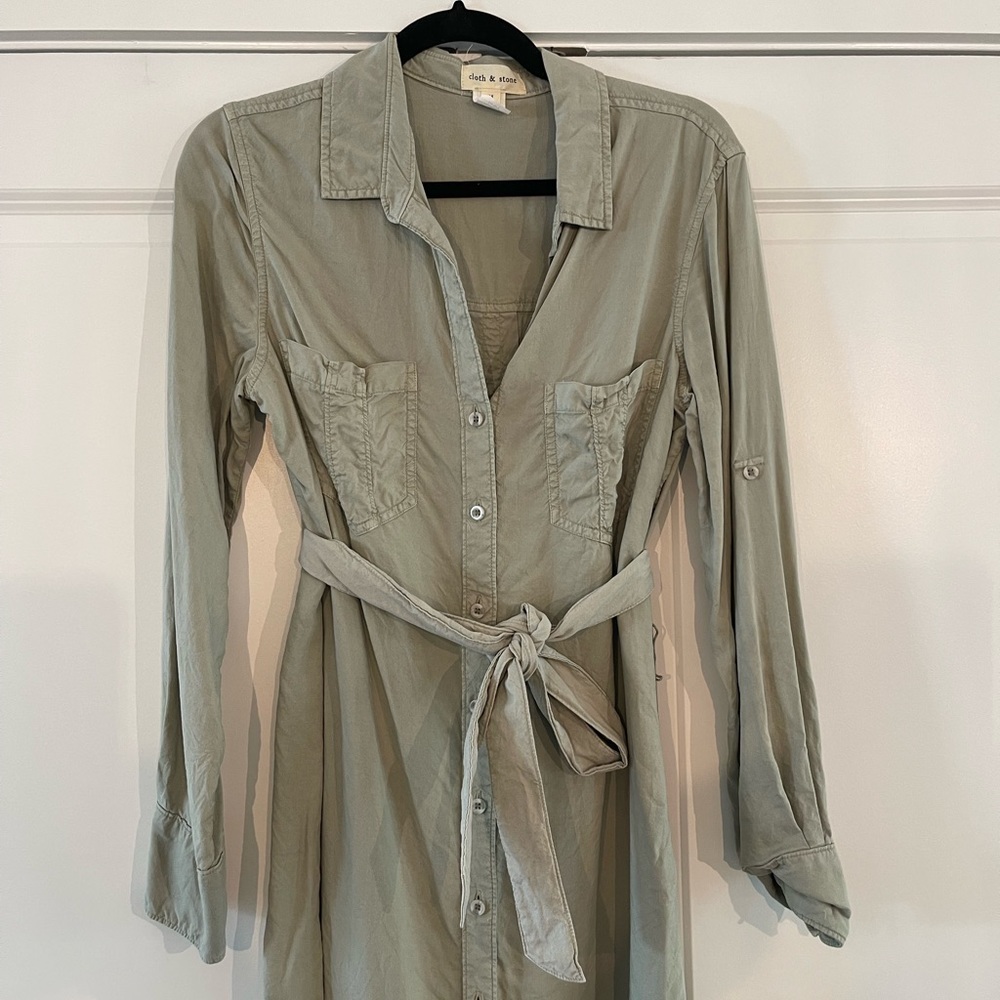 Anthropologie Green Cargo Dress Size Medium - Picture 3 of 10